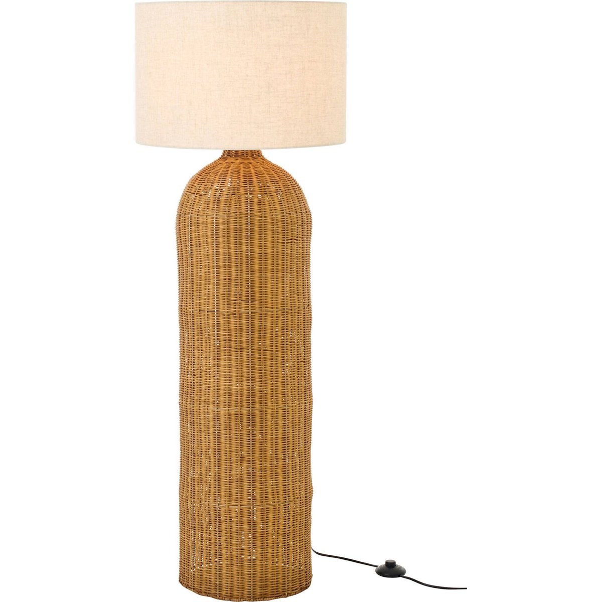 Lampadaire cylindre en métal naturel et écru, RECOLLECTION