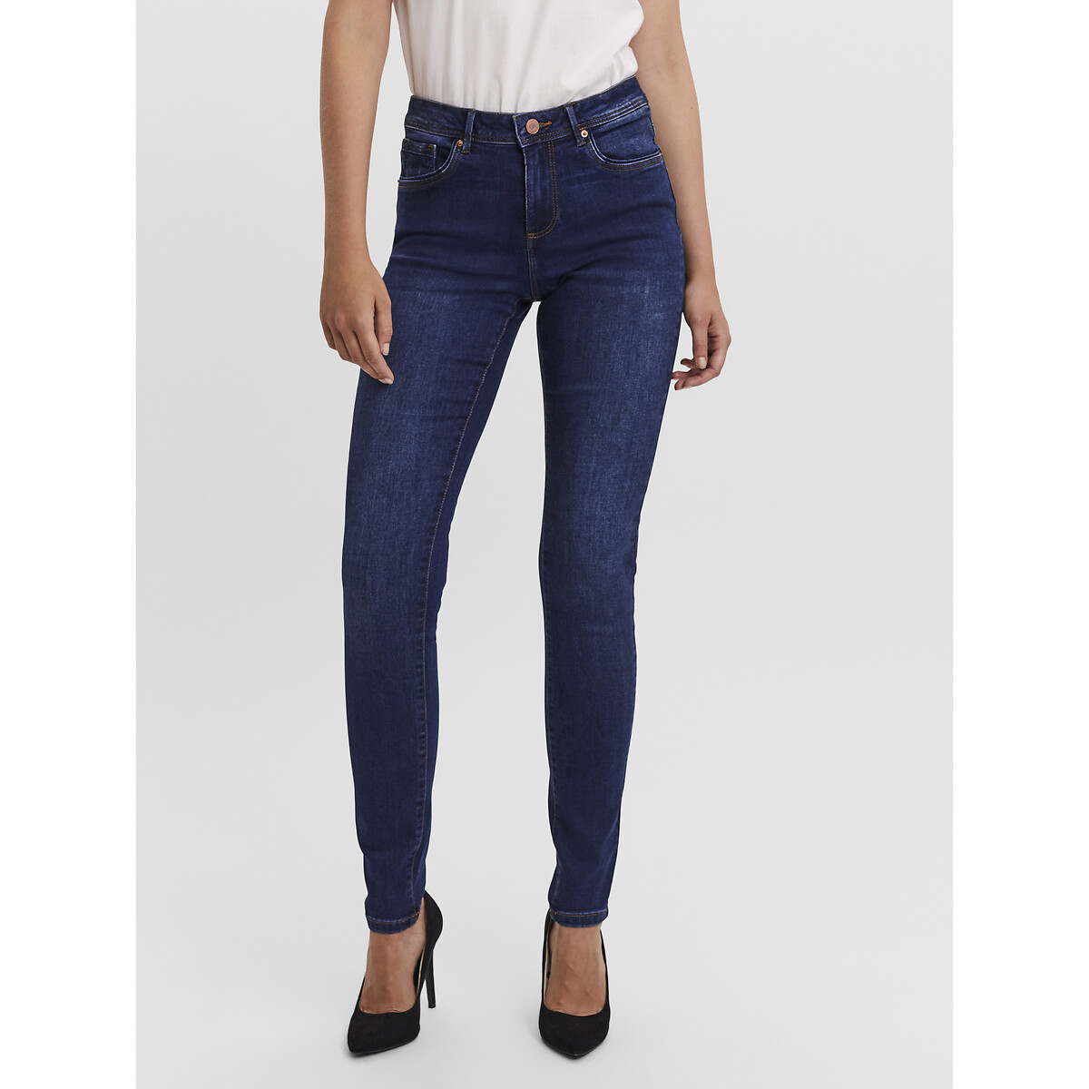 Mid Rise Skinny Jeans dark blue            , VERO MODA