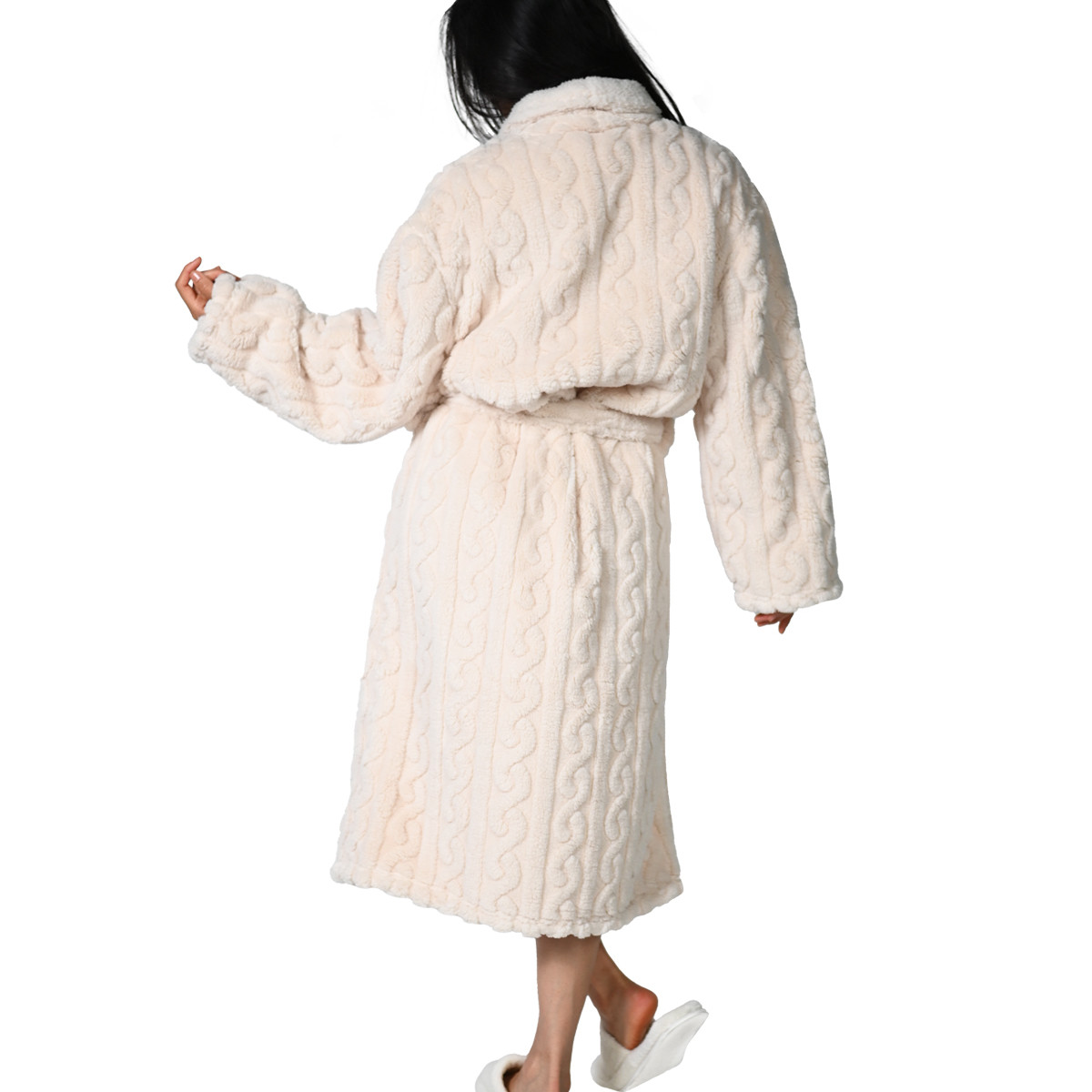 Peignoir polaire mixte doux et chaux WARM WOOL ecru, SENSEI MAISON
