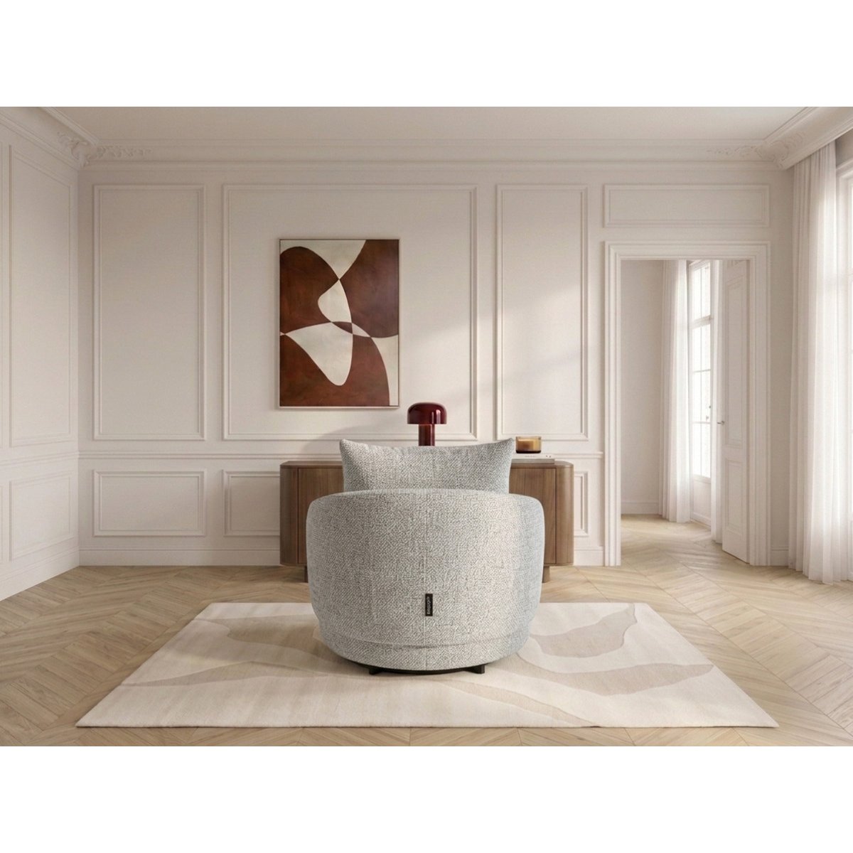 Fauteuil tissu chiné, LEXIE gris, BOBOCHIC