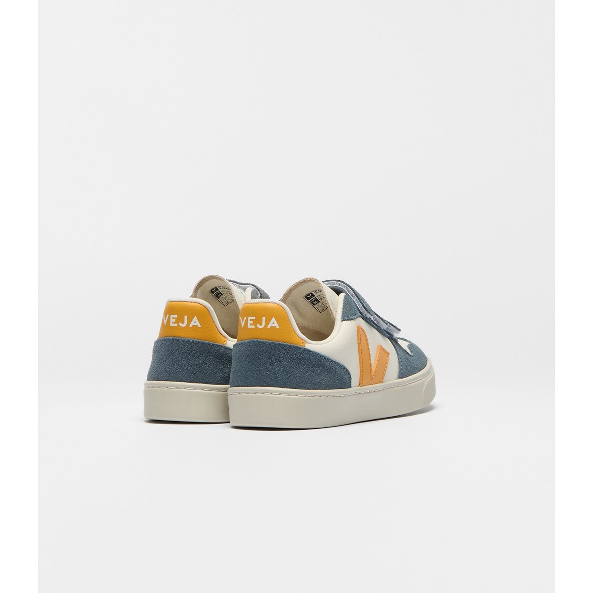 Baskets en cuir Small V-10 blanc/bleu, VEJA