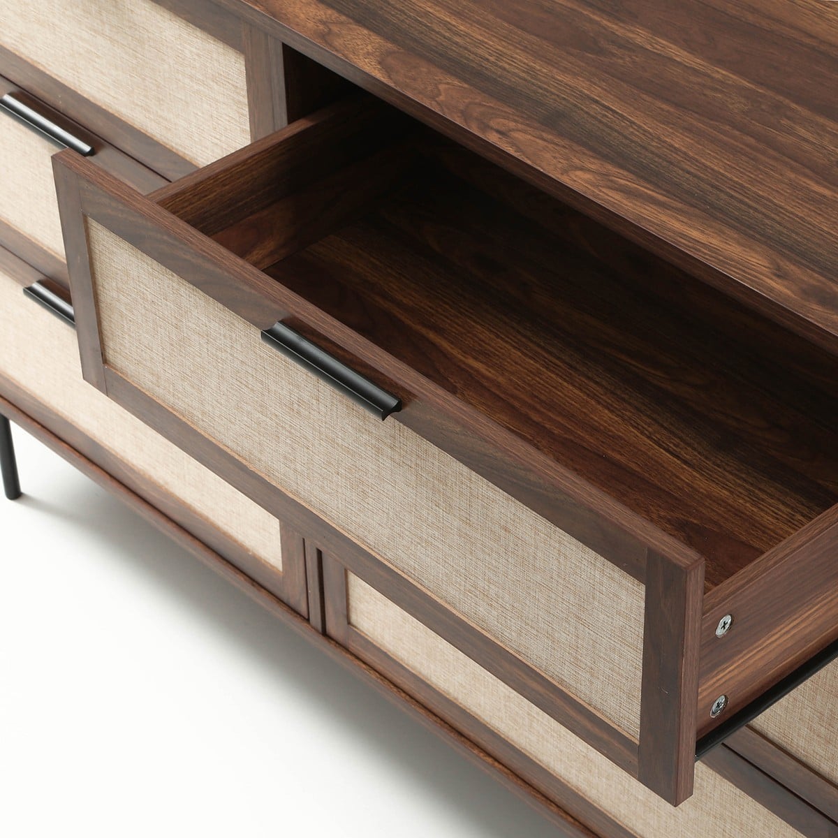 Commode 6 tiroirs décor noyer JETSON bois foncé, CALICOSY