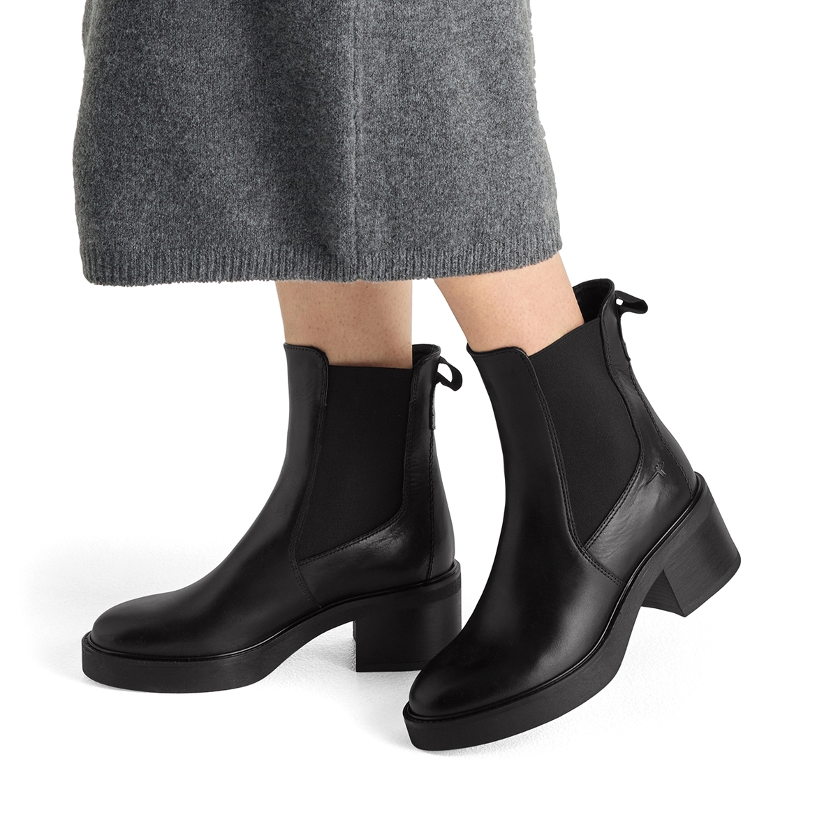 Bottine Chelsea en cuir noir cuir, TAMARIS