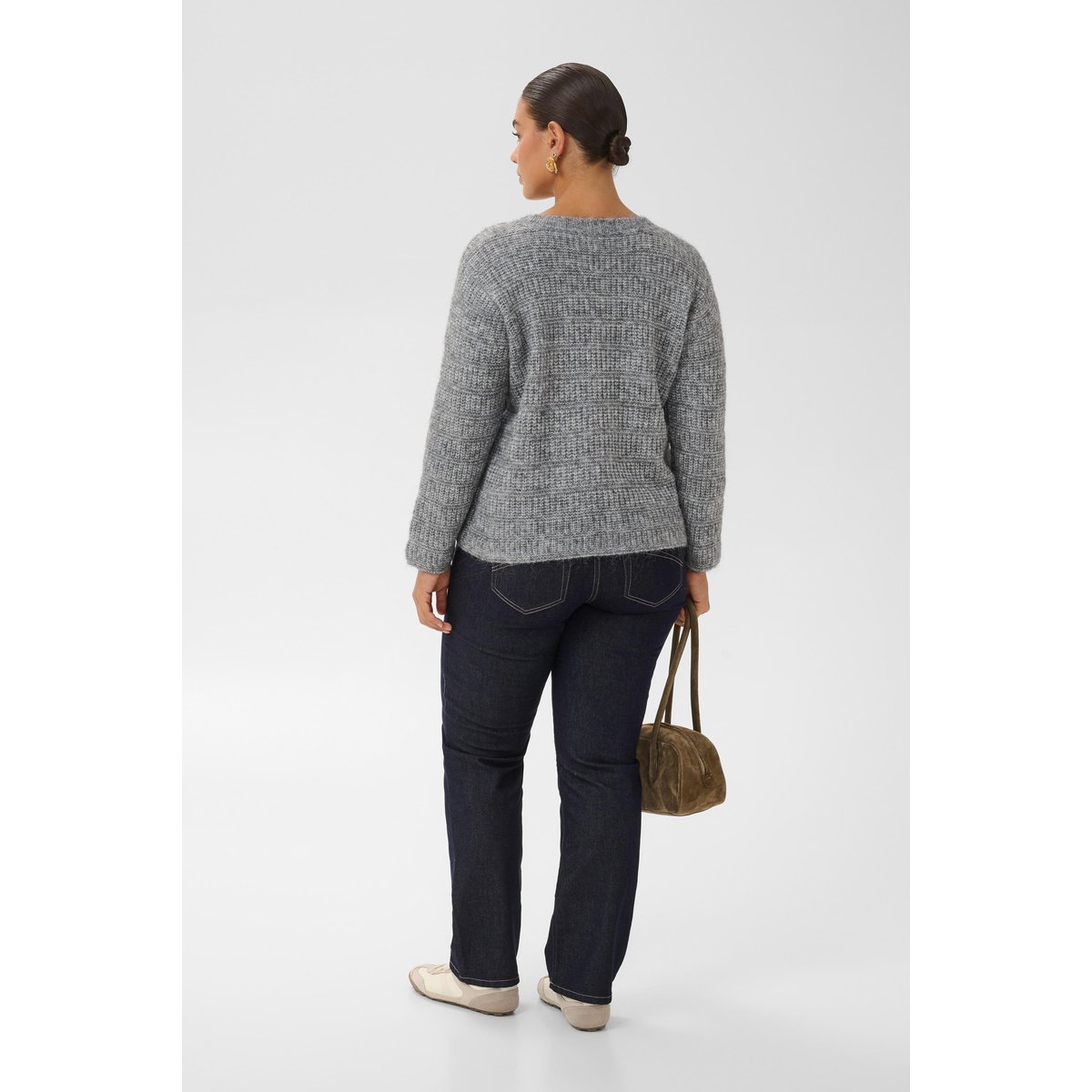 Pullover tricoté gris grey melange, KAFFE CURVE