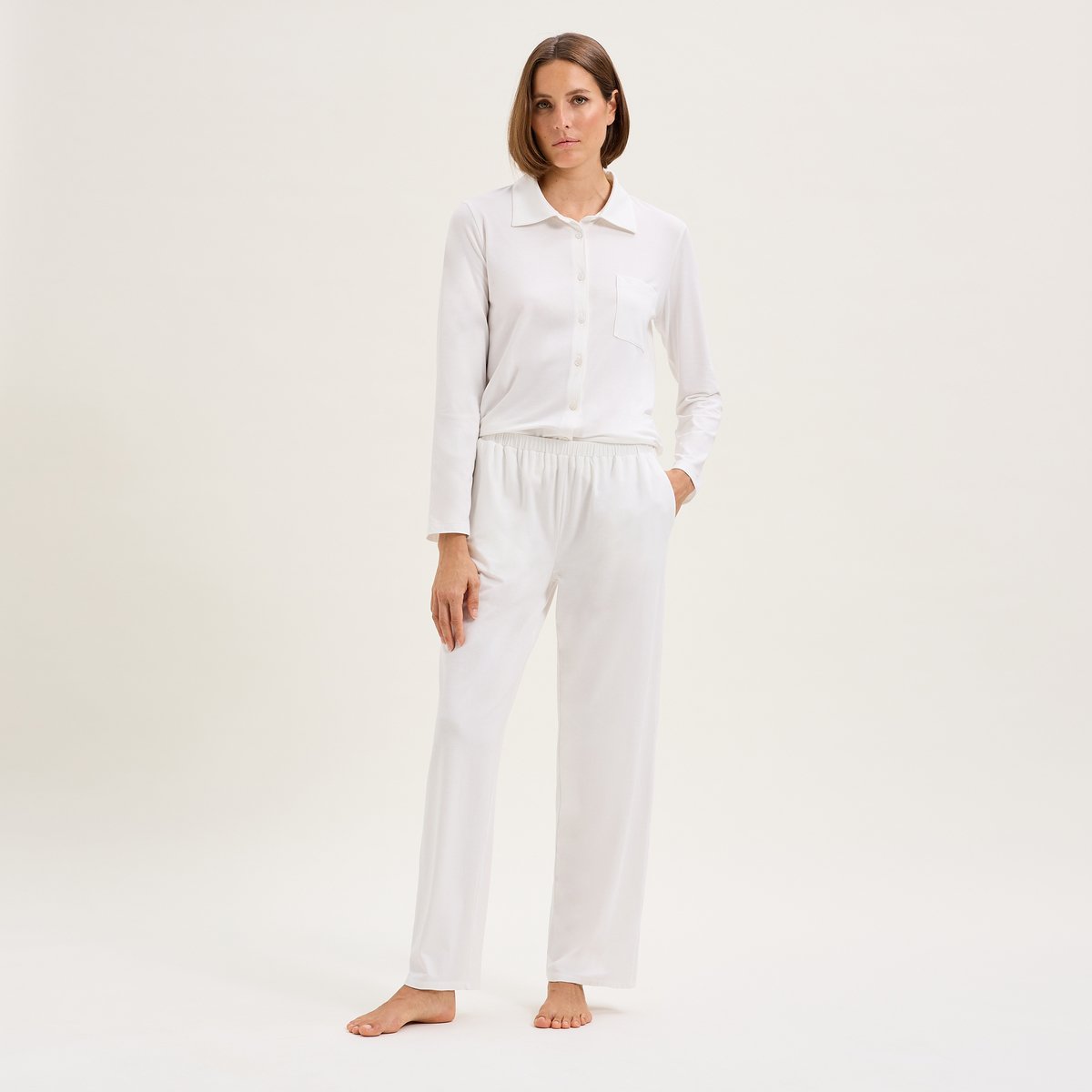 Pantalon  en jersey LES BASIQUES ecru, LAURENCE TAVERNIER