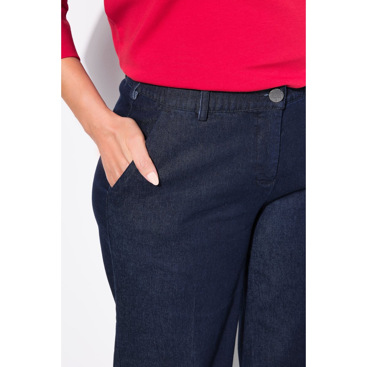 Jean Mary, jambe large avec pli marqué bleu jean, ULLA POPKEN