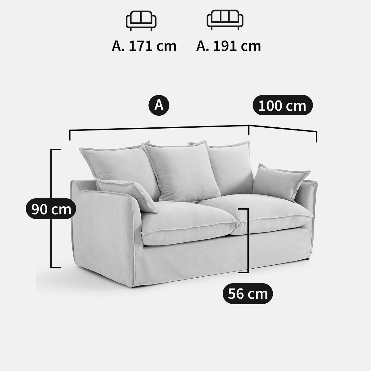 Canapé convertible, 2 ou 3 places, déhoussable, polyester chiné, ODNA brique rosé, LA REDOUTE INTERIEURS