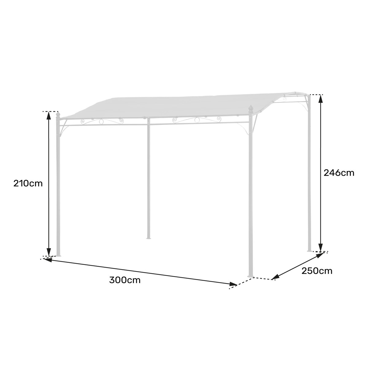 Pergola murale, 3x2,5m, NICE gris, HAPPY GARDEN