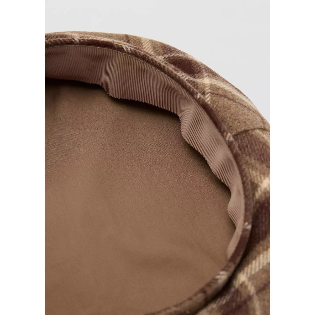 Béret laine mélangée à carreaux marron, MANGO