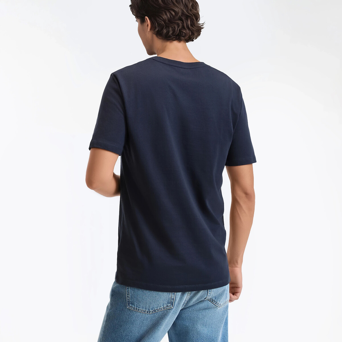V-Neck Short Sleeve T-Shirt navy blue, LA REDOUTE COLLECTIONS