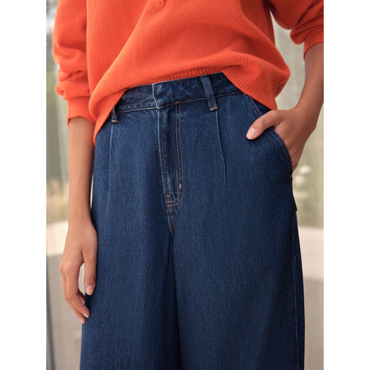Jean large palazzo n. premium délavage bleu, NEXT