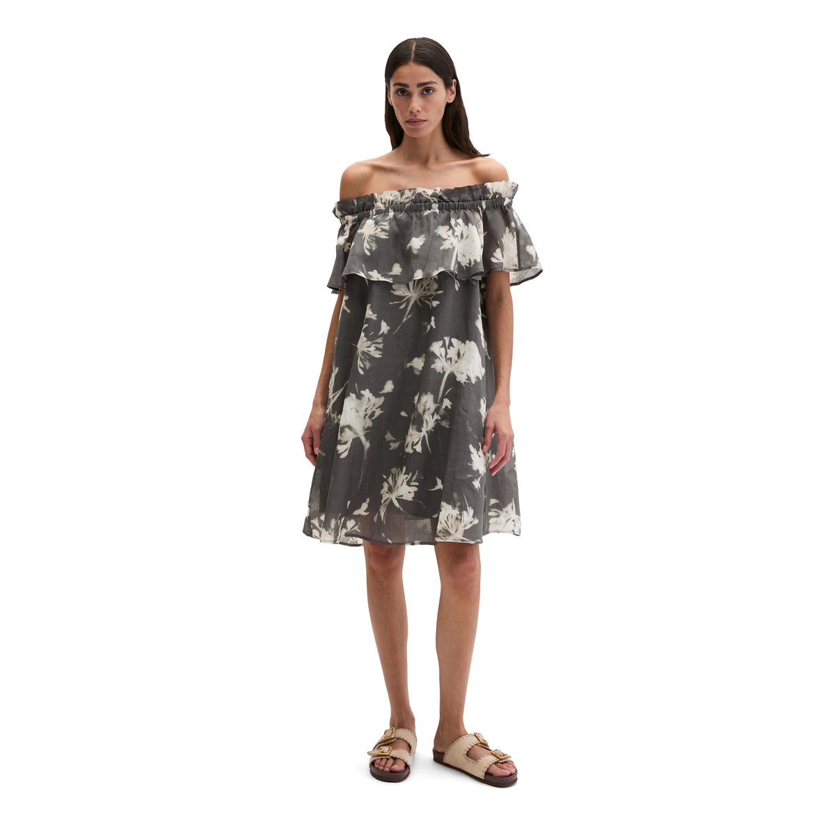 Robe Carmen loose en fibre de ramie douce gris foncé, MARC O'POLO
