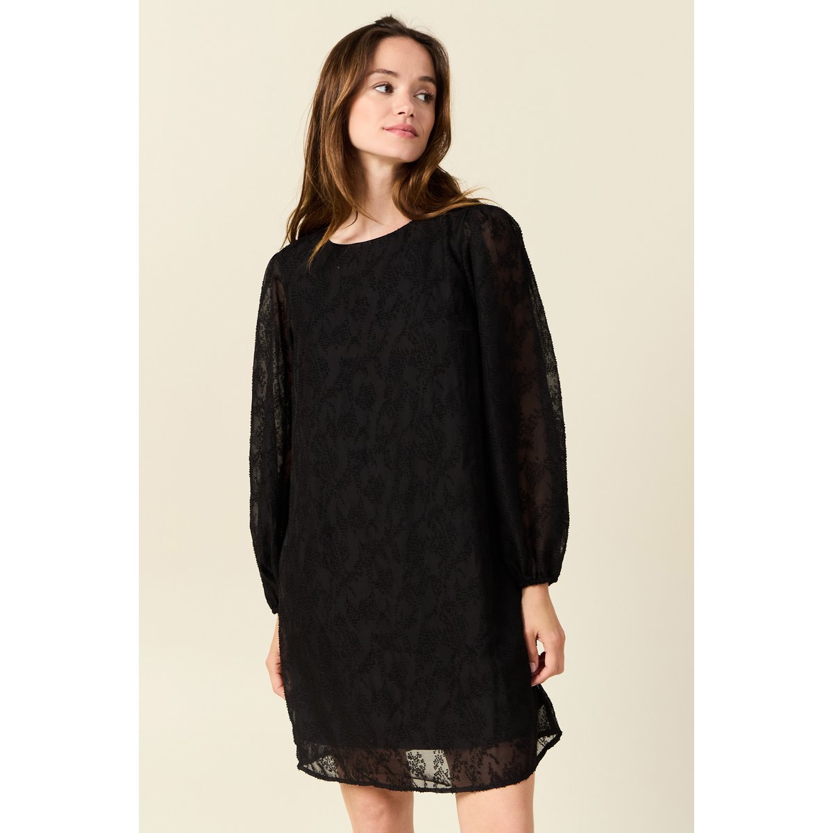 Robe droite manches longues noir, BONOBO