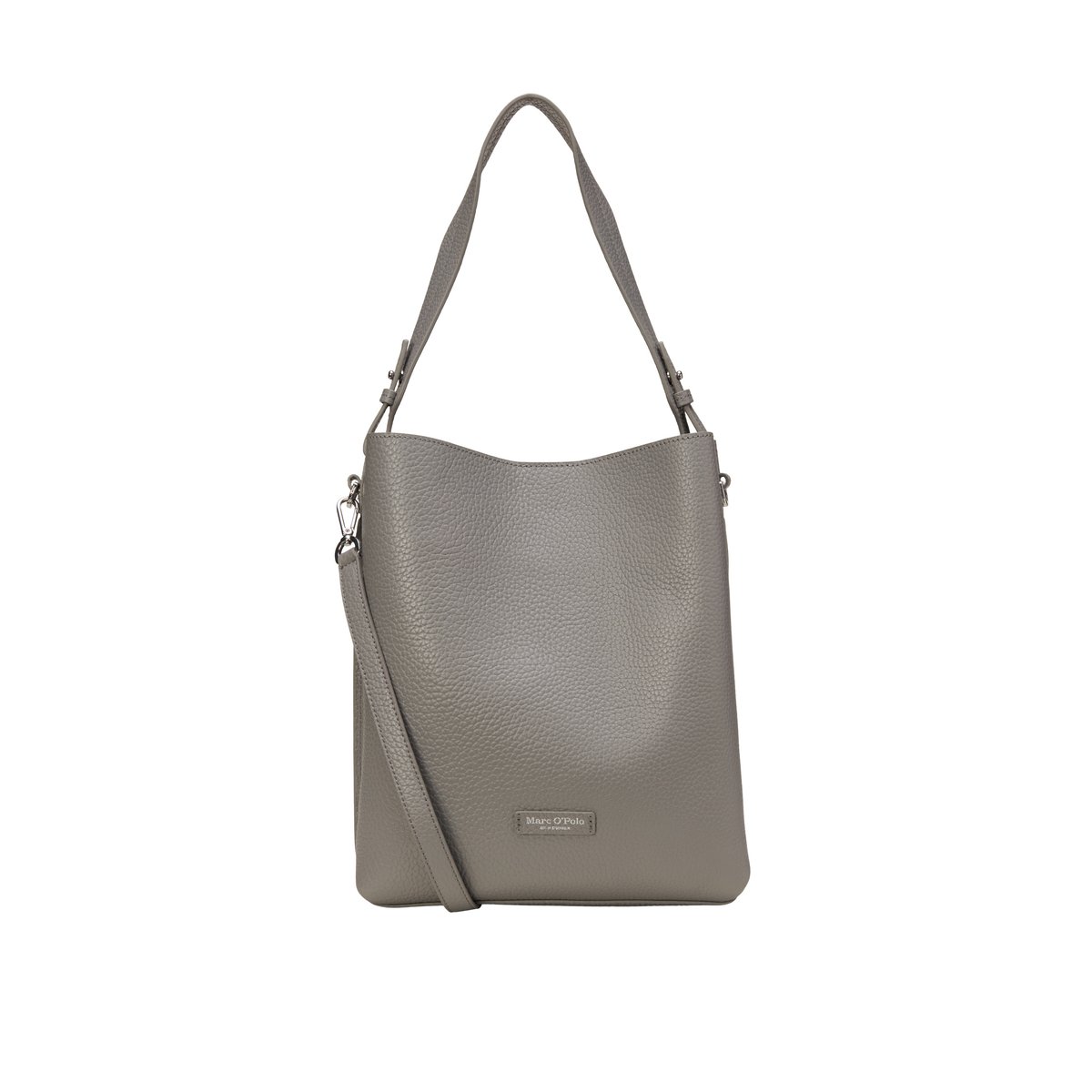 Hobo Bag moyen en cuir de vache grainé grau, MARC O'POLO