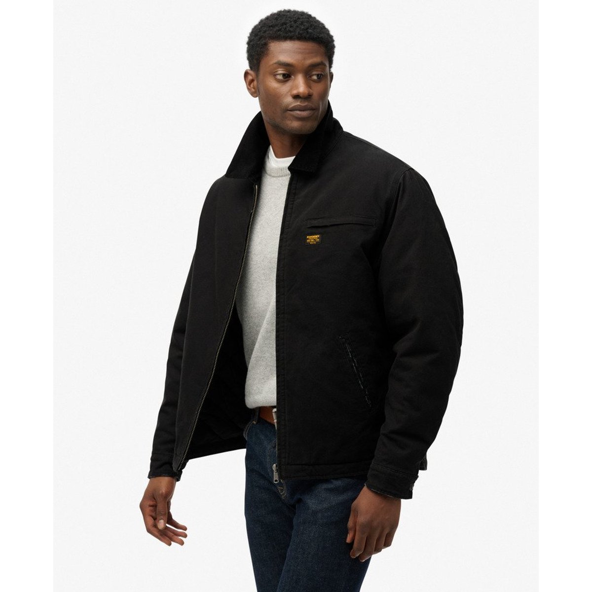 Veste Barn en Toile de Coton noir de jais, SUPERDRY