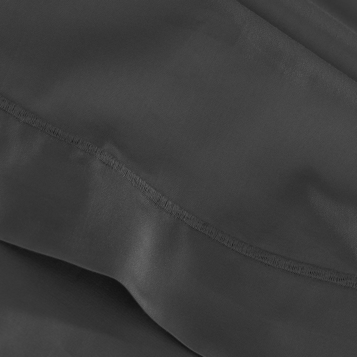 Parure drap plat + 2 taies 65x65 cm satin de coton VERSALUXE UNI anthracite, SENSEI MAISON