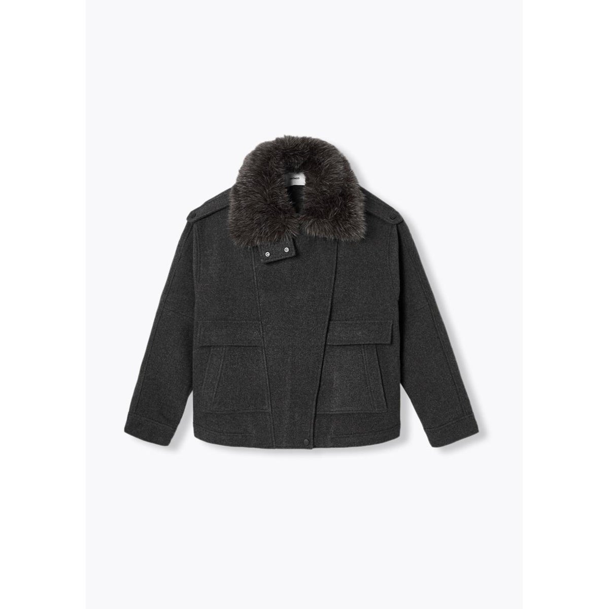 Manteau court à col montant gris, PROMOD