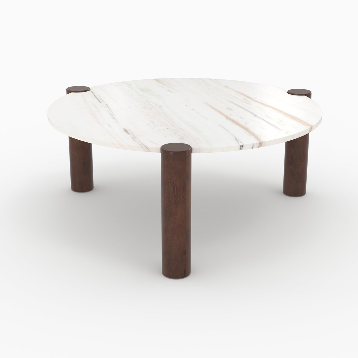 Table basse ronde en marbre de manguier D86 cm - PAULINE blanc, MAISON PAVANE