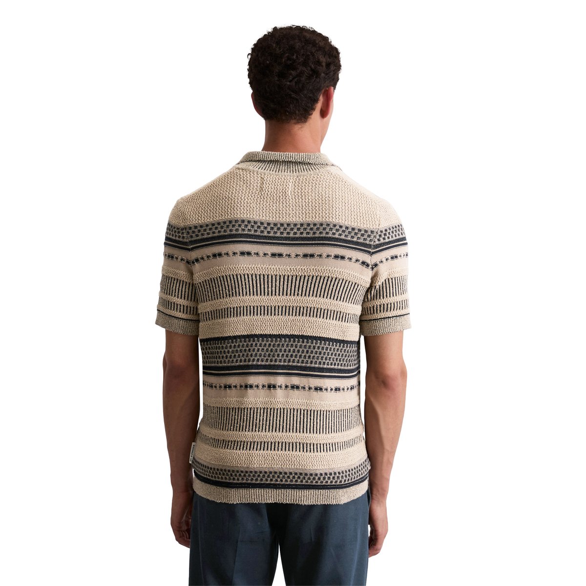 Pull à manches courtes regular avec mélange de structures beige, MARC O'POLO