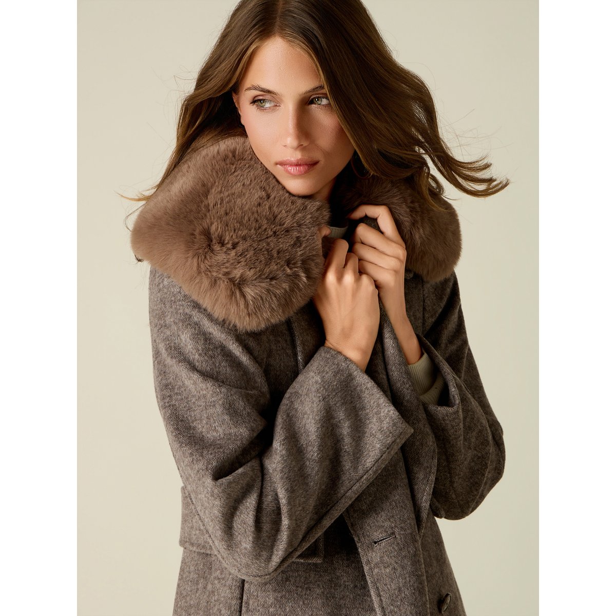 Manteau croisé chiné beige, OLTRE