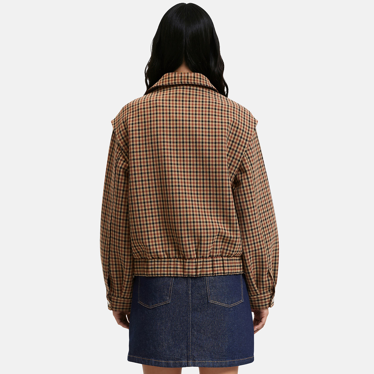 Blouson à carreaux à col chemise carreaux beige, LA REDOUTE COLLECTIONS