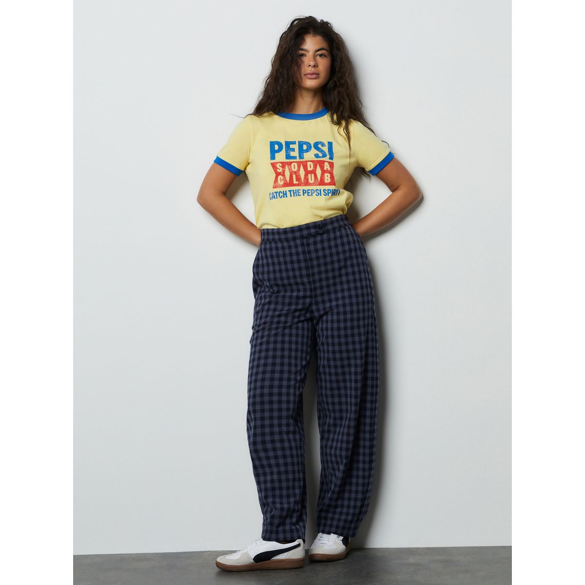 Pantalon large vichy bleu, NEXT