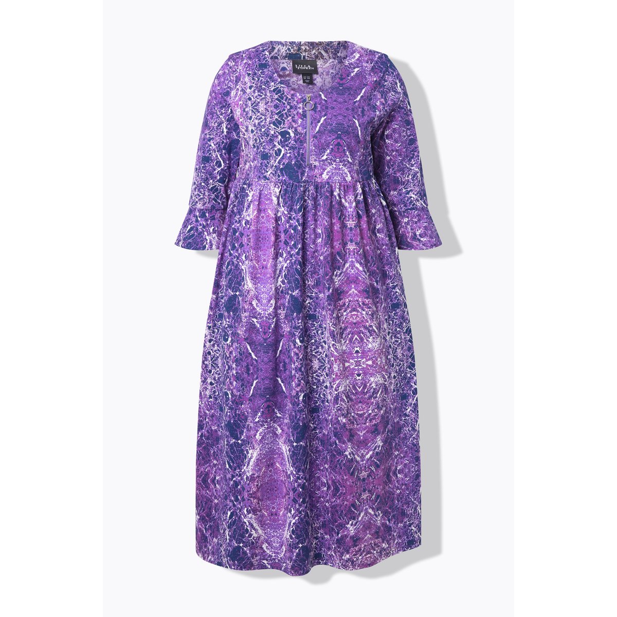 Robe midi imprimé marbre, coupe évasée violet, ULLA POPKEN