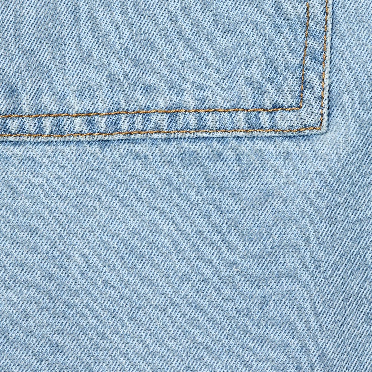 Short élastiqué denim en coton double stone, MONOPRIX