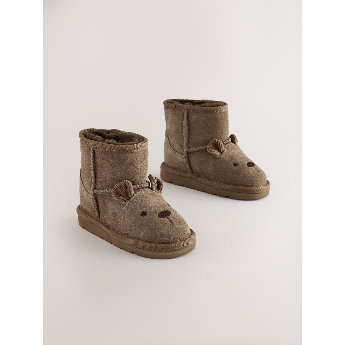 Bottes à enfiler en daim déperlant ours brun chocolat, NEXT