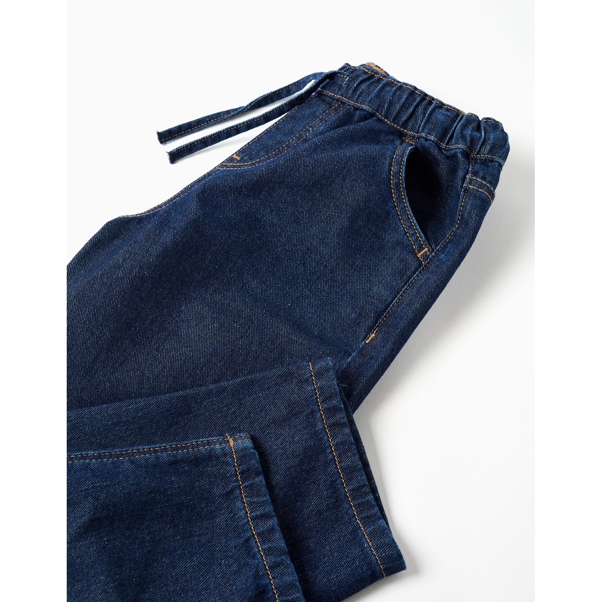 Pantalon en jean baggy avec cordon de serrage bleu foncé, ZIPPY