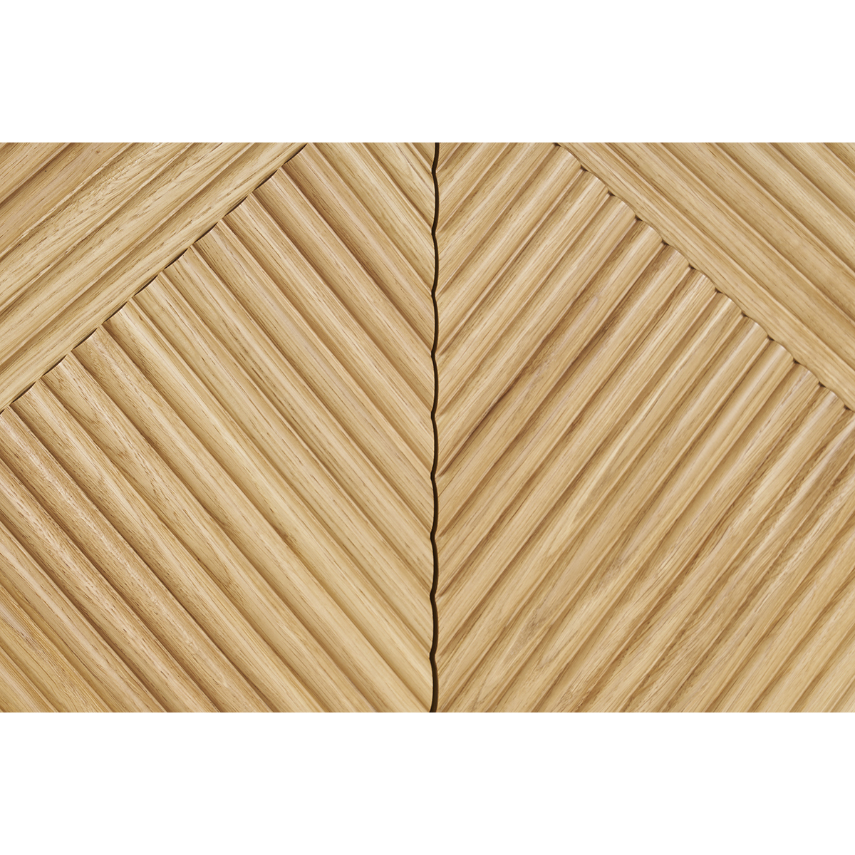Meuble TV design en bois clair chêne massif gravé et métal noir 4 portes L180 cm ARCHIPEL chêne clair, MILIBOO