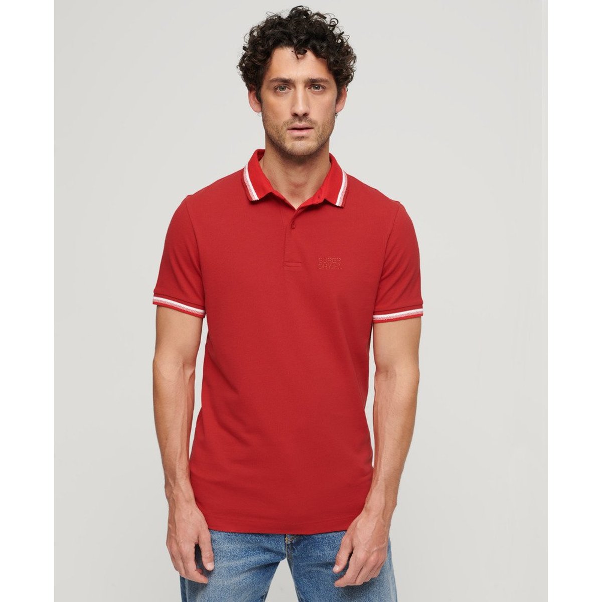 Polo à liseré Sportswear rouge pomme, SUPERDRY