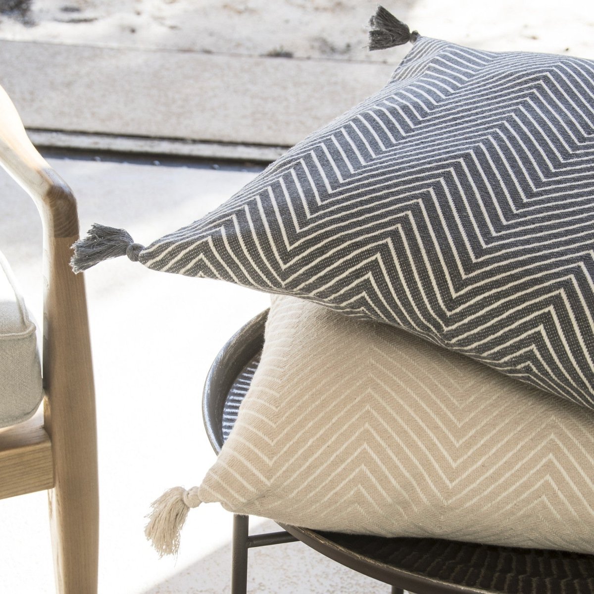 Coussin coton AMSTERDAM taupe clair, FEBRONIE