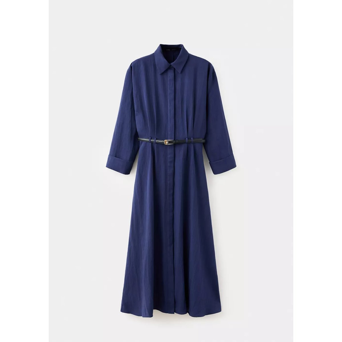 Robe chemise Lyocell bleu marine, MANGO