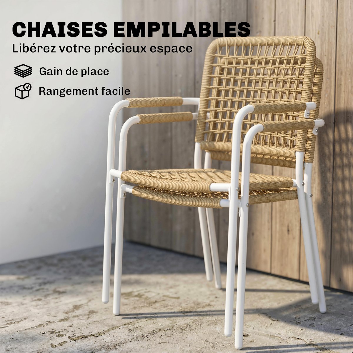 Chaise de jardin Métal Jaune jaune, crème, OUTSUNNY