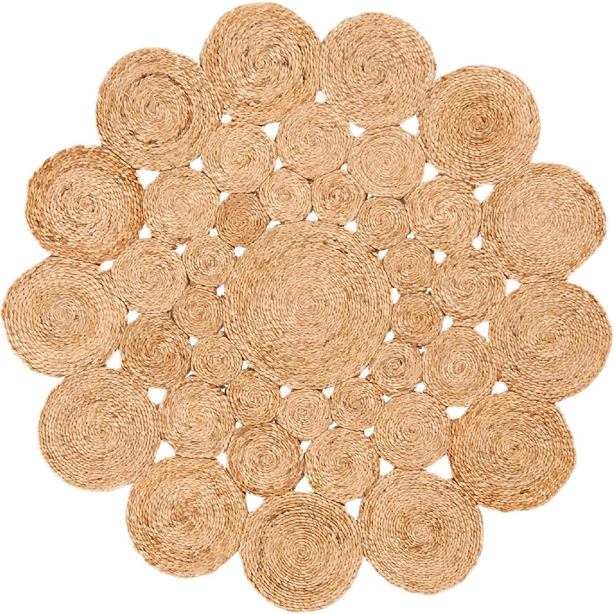 Tapis rond fait main en jute motif rond WOOD beige, UN AMOUR DE TAPIS