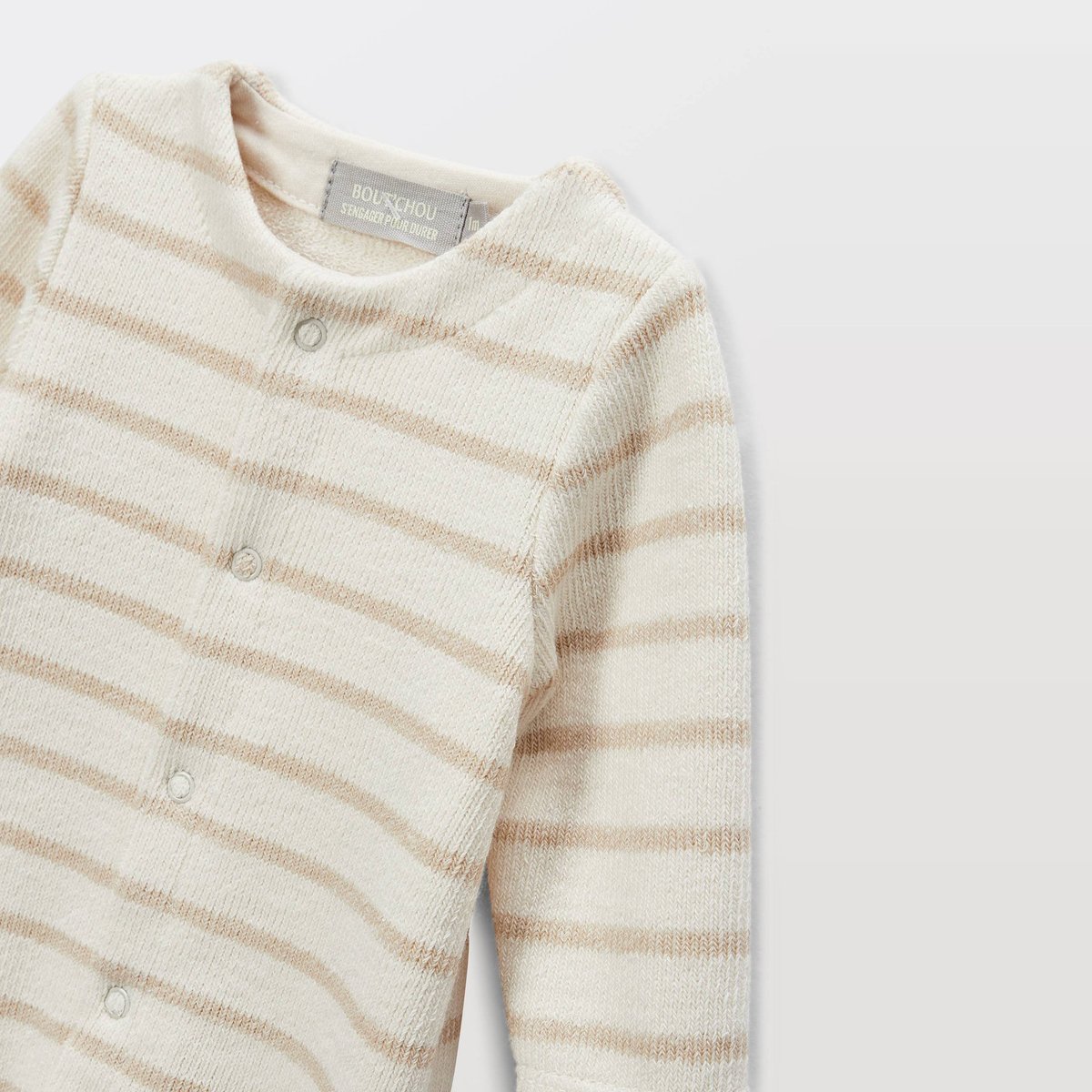 Combinaison manches longues unie en coton ecru, BOUT'CHOU