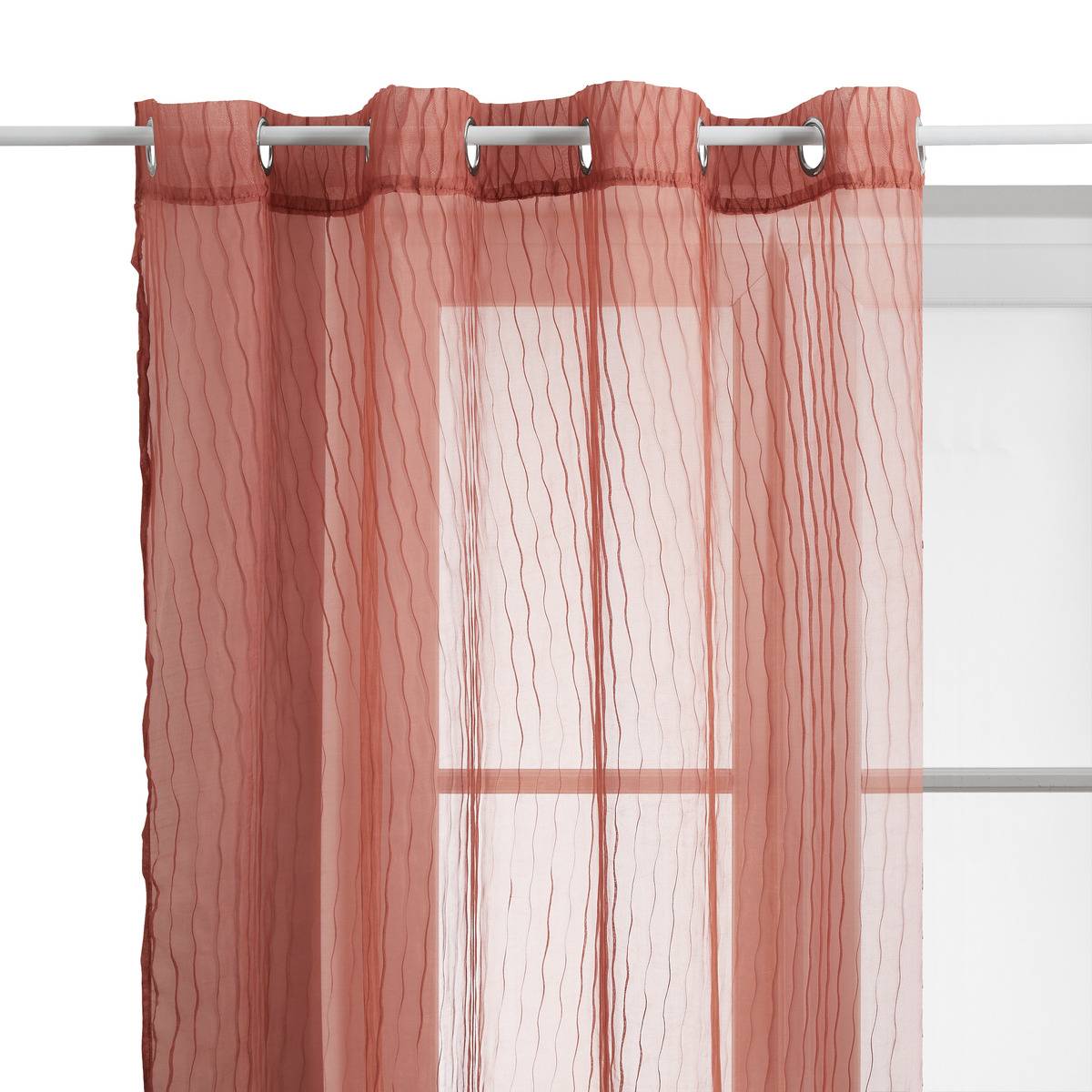 Voilage rayures texturées MILA terracotta, ATMOSPHERA