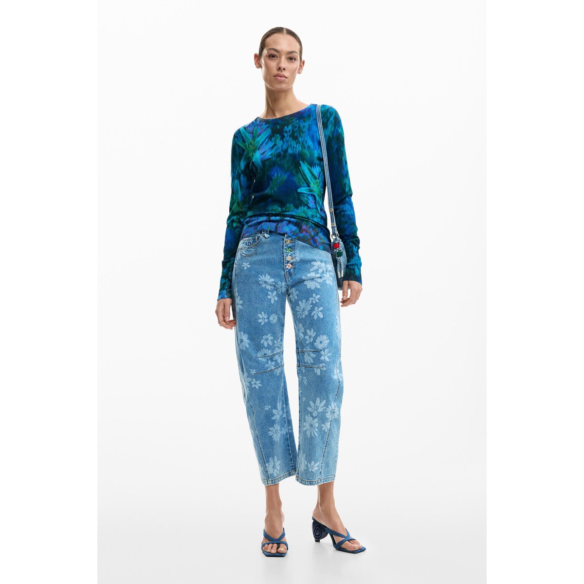 Pull fin jardin fleurs vert, DESIGUAL