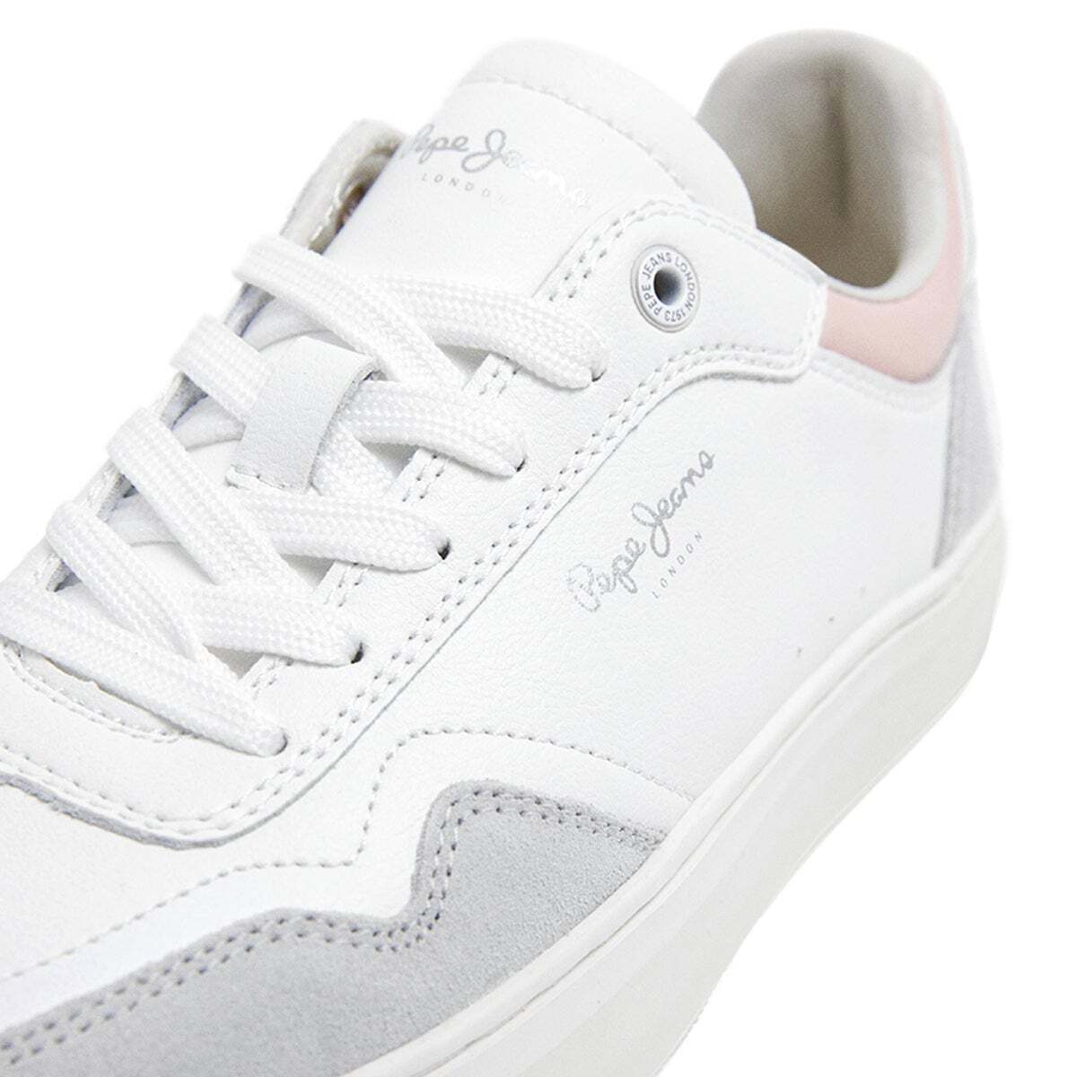 Sneakers En Cuir Avec Détails En Daim blanc, PEPE JEANS