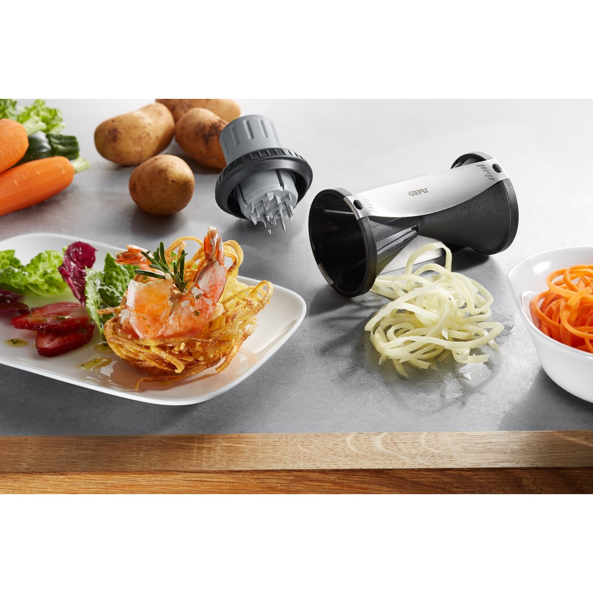 Porte-légumes Pour Taille-légumes En Spirales Spirelli gris, GEFU
