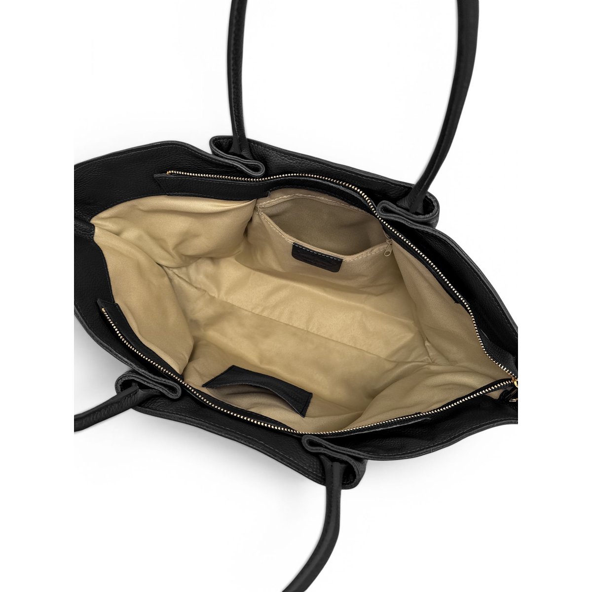 Grand sac cabas en cuir grainé et croûte de cuir OFF CAMPUS noir, OH MY BAG