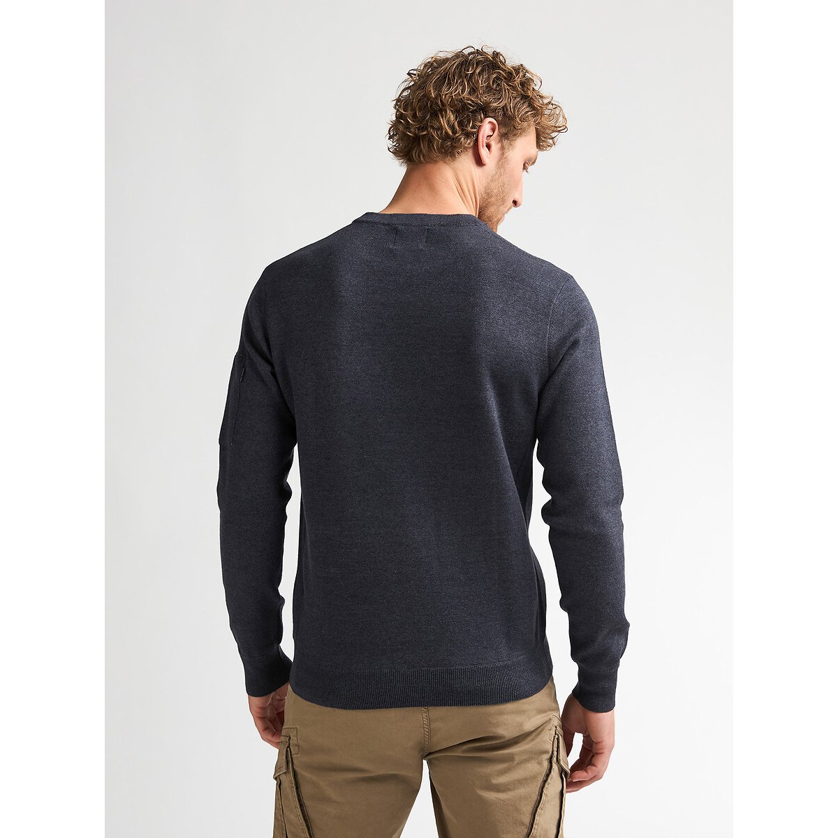 Pull col rond en fine maille bleu marine, PETROL INDUSTRIES
