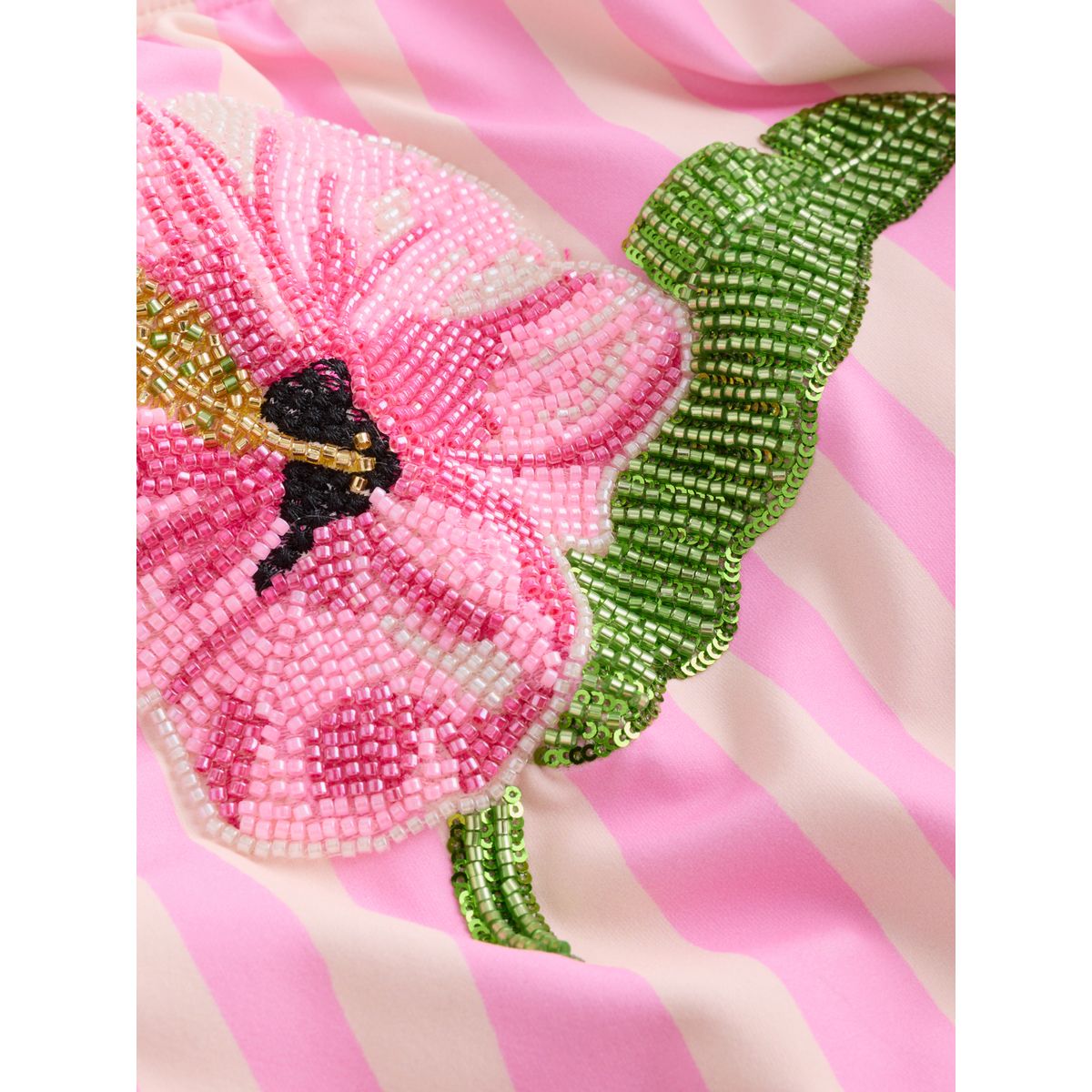 Maillot de bain gainant avec perles rayures roses/crème, NEXT