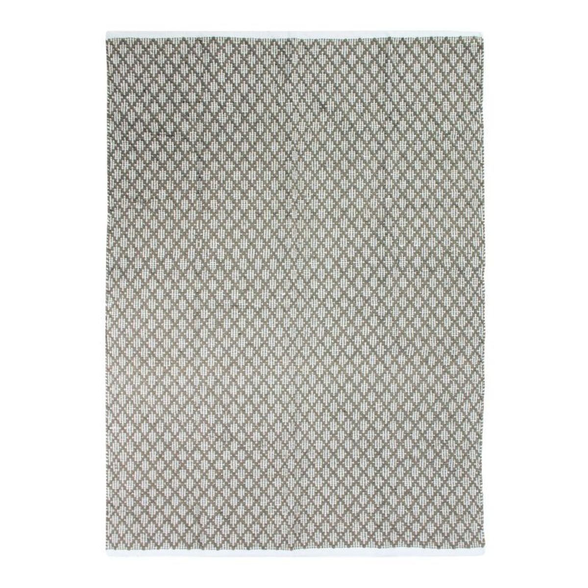 Tapis salon artisanal en coton écru noir, THE DECO FACTORY