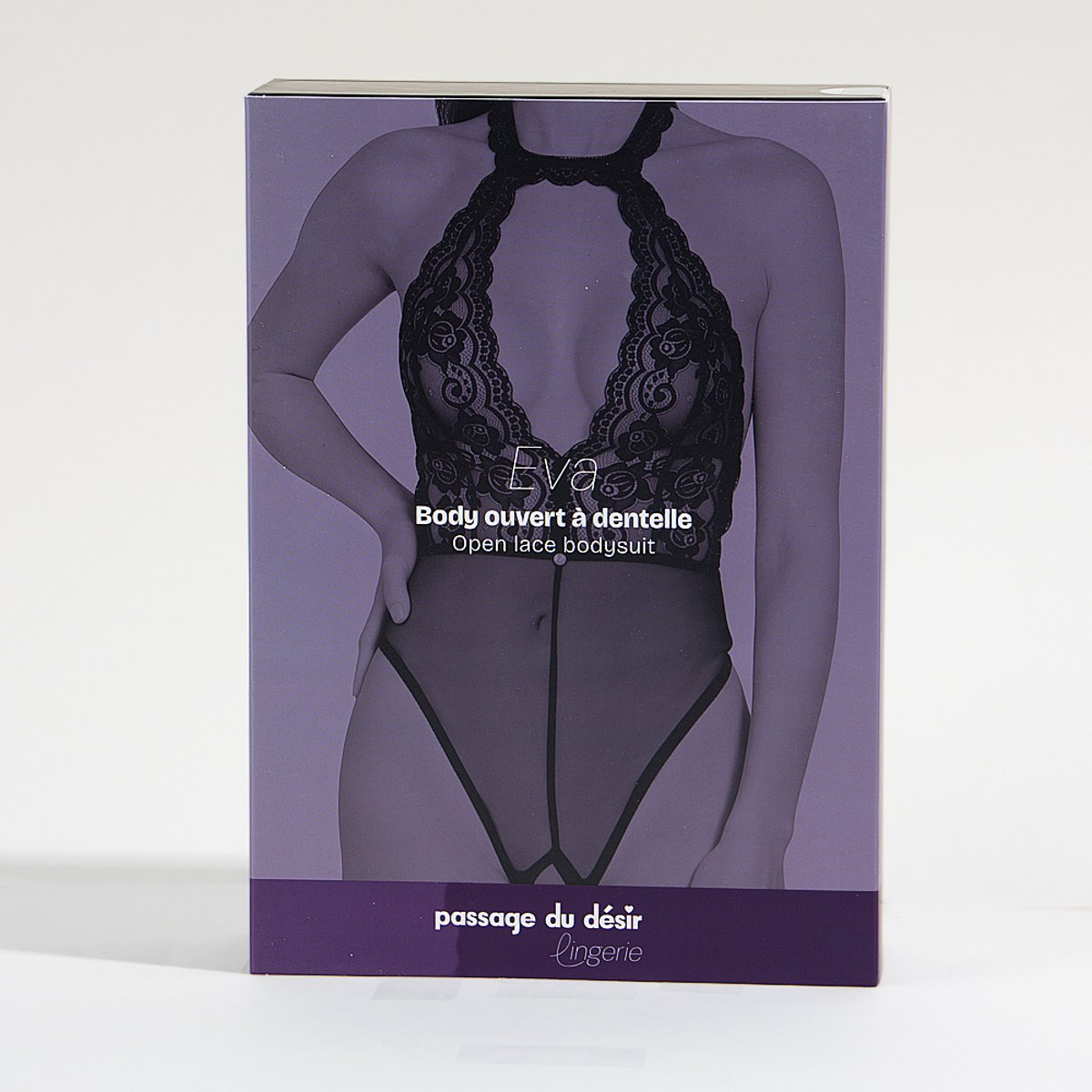 Body ouvert à dentelle Eva noir, PASSAGE DU DESIR LINGERIE