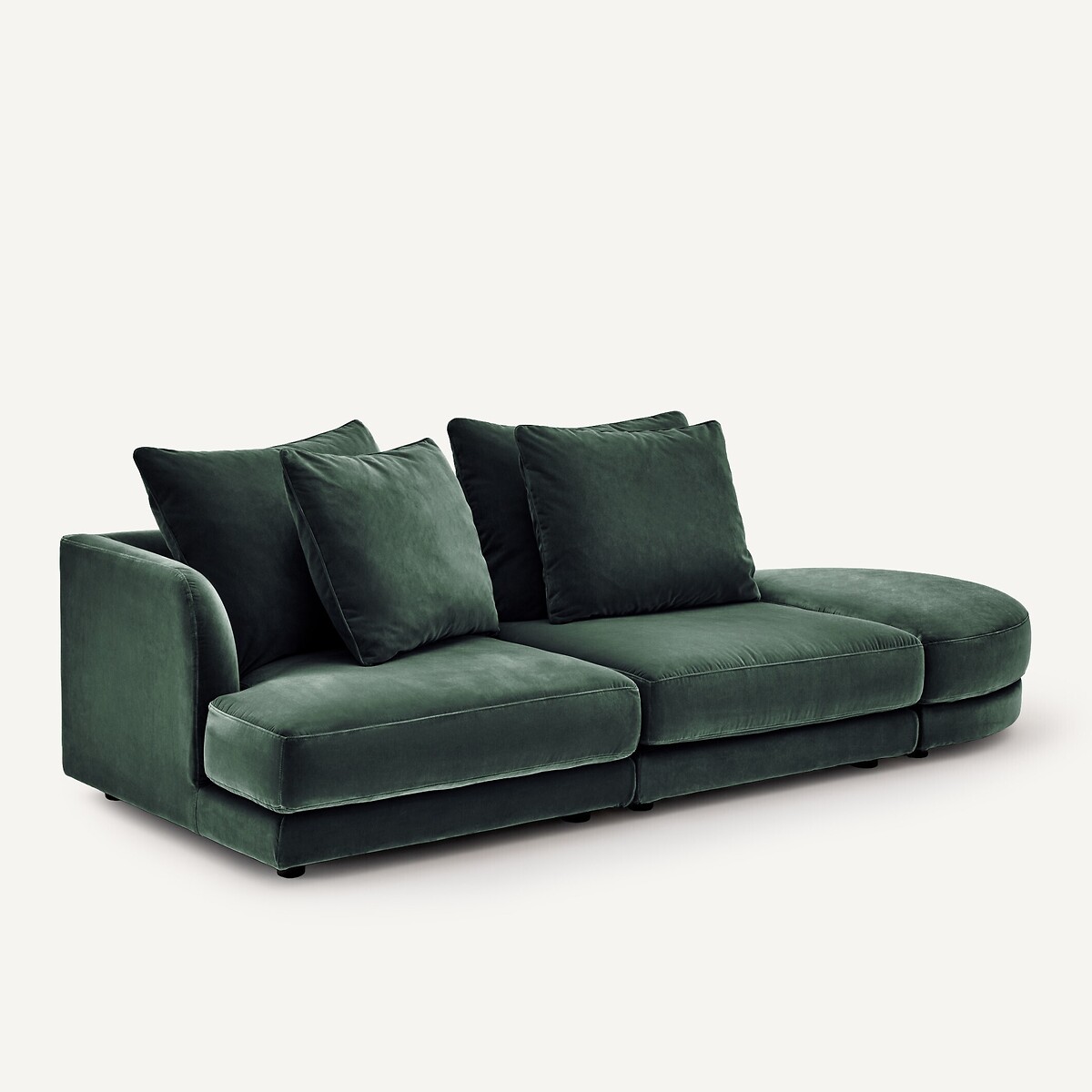 Linkes Sofa-Halbmodul, modular, aus Samt, TIBERIO khaki, AM.PM