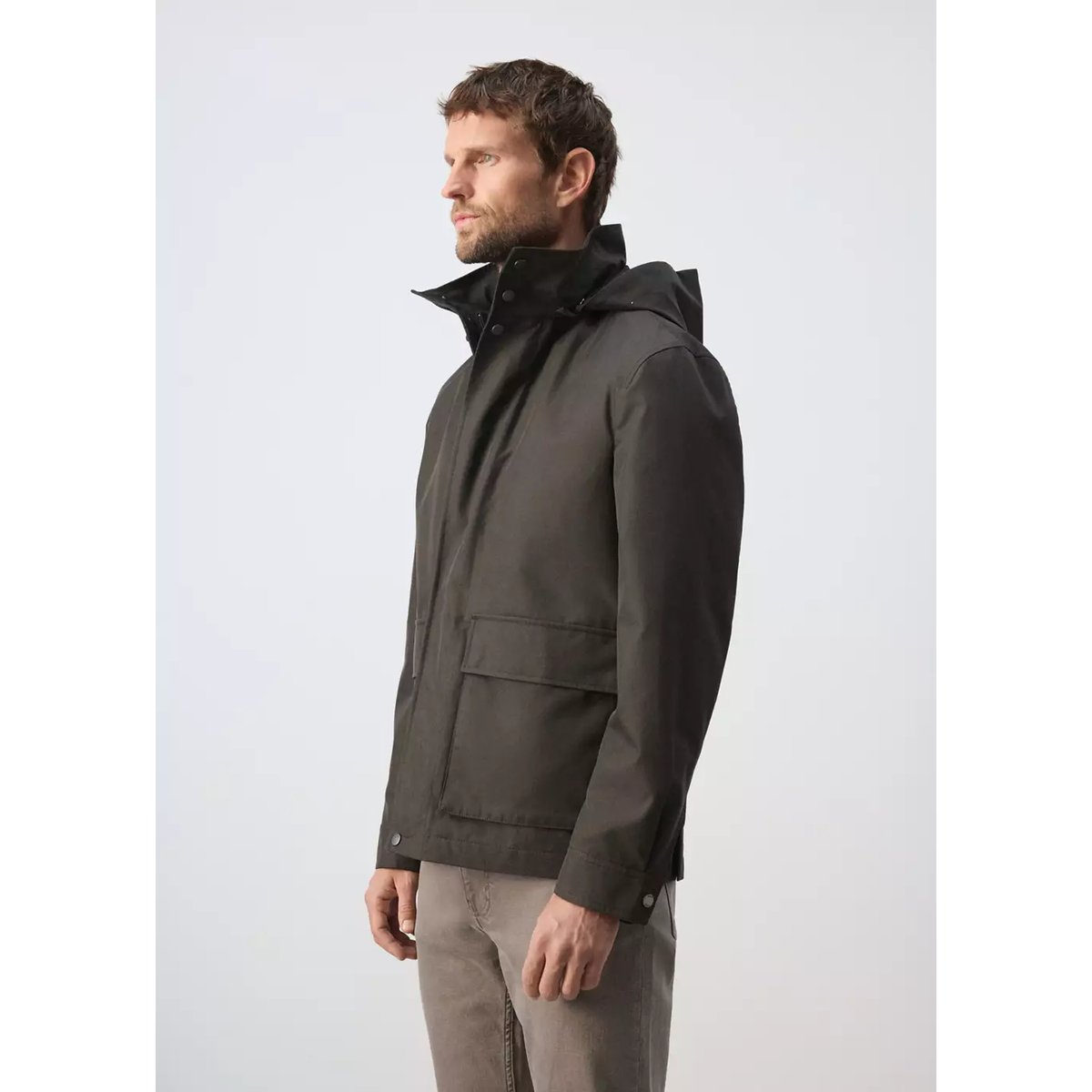 Parka à capuche en mélange de coton marron, MANGO MAN