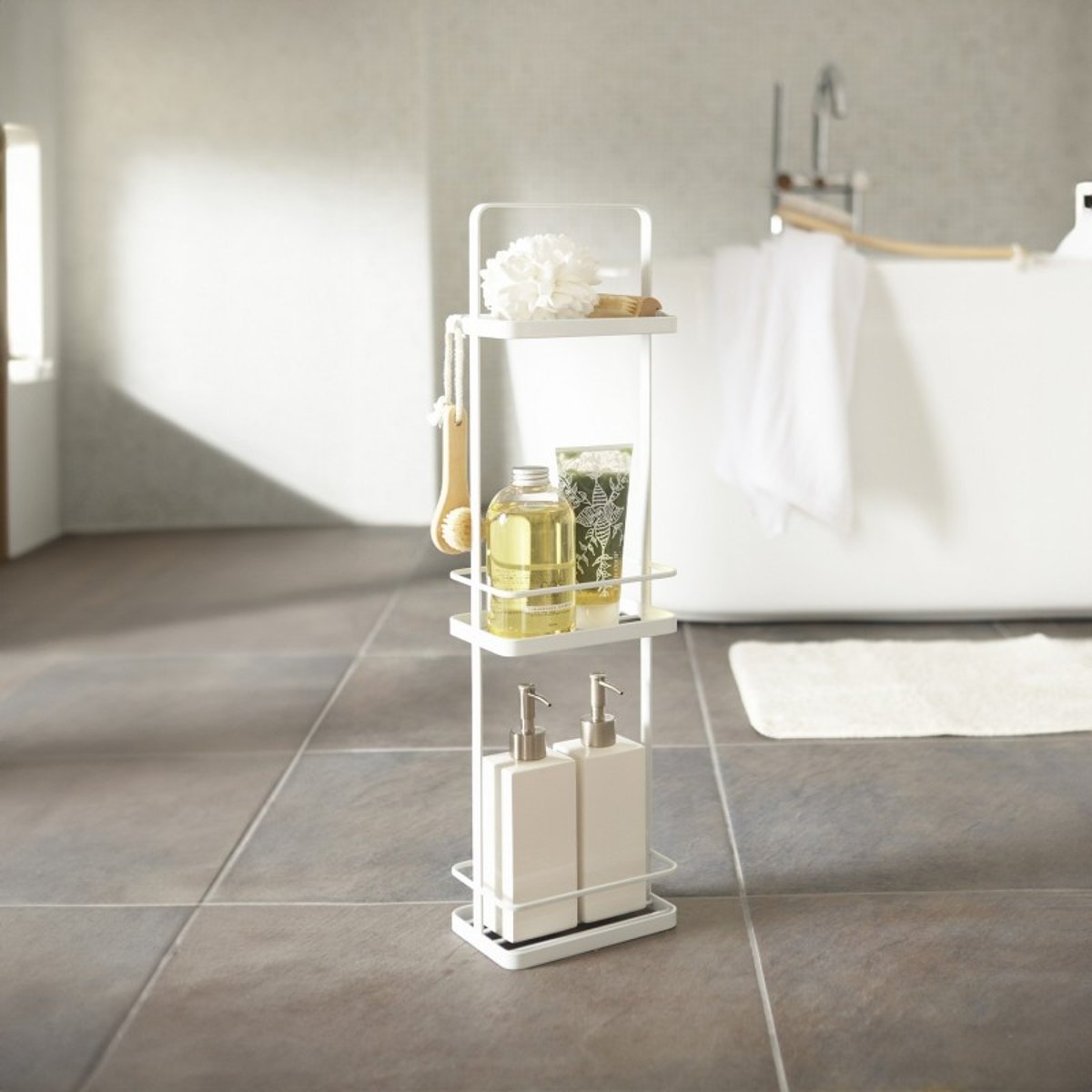 Etagère rangement salle de bain acier TOWER blanc, YAMAZAKI