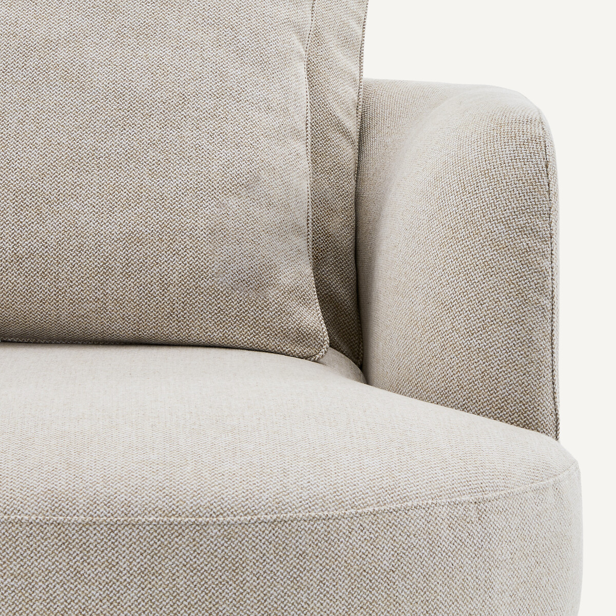 Demi-canapé droit, arrondi, modulable en tweedé, TIBERIO ivoire, AM.PM